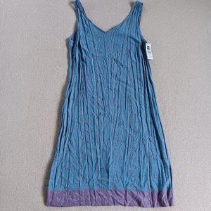 GAP Blue Floral Tank Dress with Purple Hem
